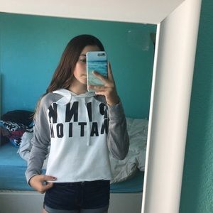 Pink Nation cropped hoodie